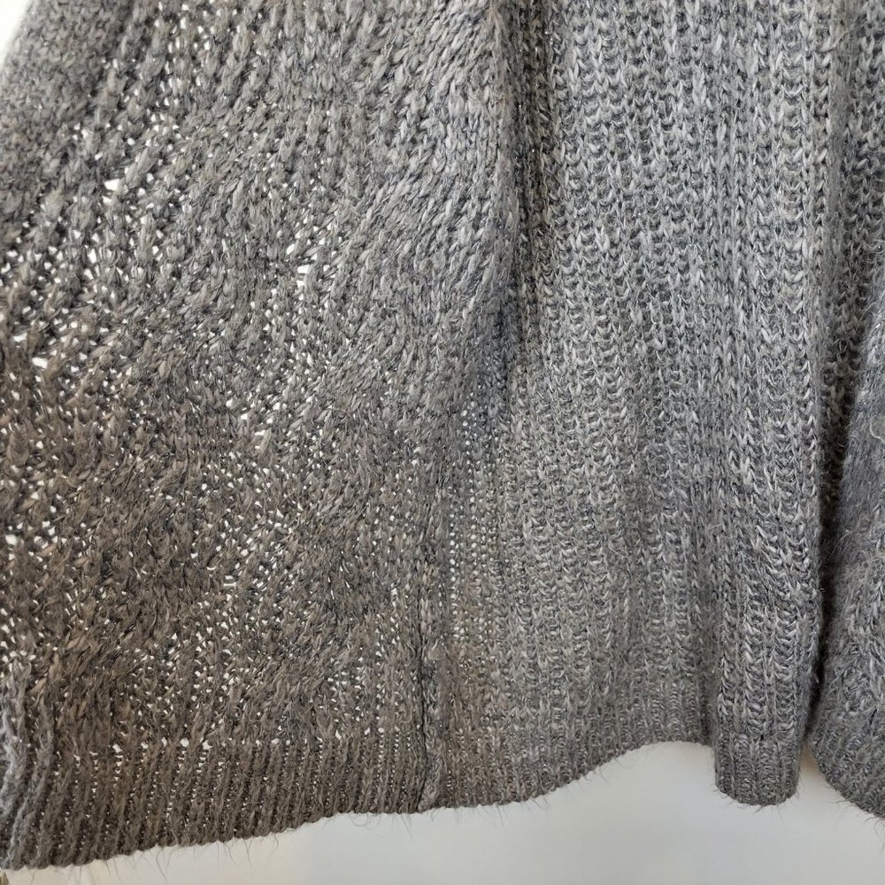 Kimchi Blue Metallic Gray Silver Open Front Long Sweater, Size Medium, GUC - Picture 6 of 9